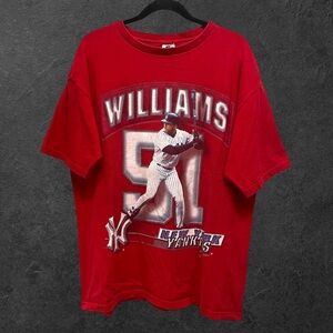 Vintage 1998 New York Yankees MLB Bernie Williams Starter Red T-Shirt // L